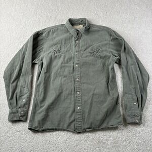 Schaefer Outfitter Pearl Snap Western Button Up Work Shirt Men Medium 6060 Green